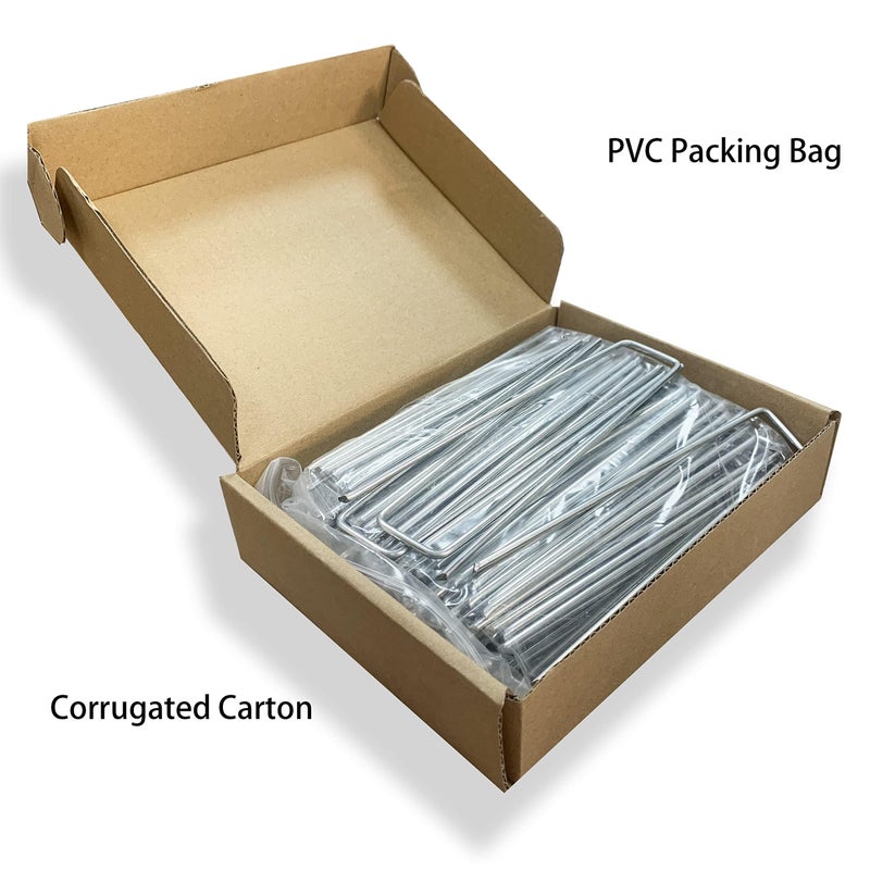 SuperMMarK 100 Pack Garden Landscape Staples, 6 Inch 11 Gauge Galvanized Garden Stakes Ground U Shaped Landscape Pins to Secure Lawn Fabrics Weed Barrier Covers Ground Cover and Landscaping - Image 2